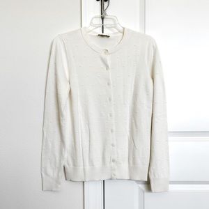 Ann Taylor Loft Cotton Cardigan Sweater Polkadot